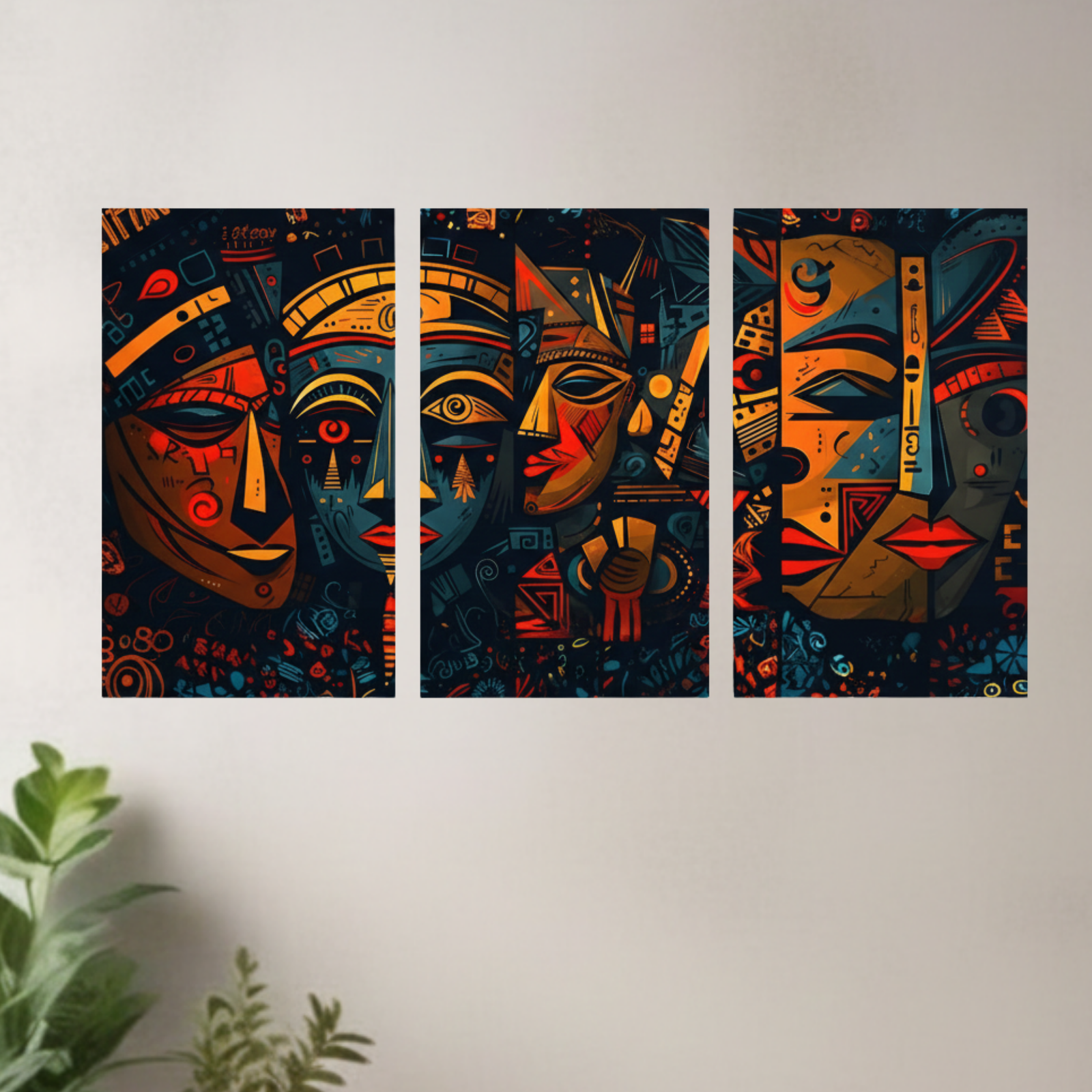 Artistic Abstract Human Face Wall Painting for Living Room and Office