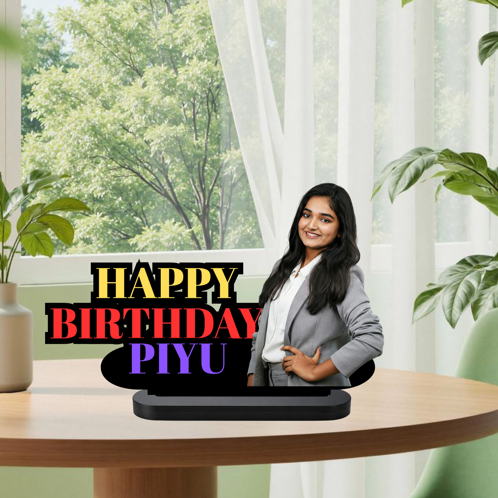 Birthday Gift MDF Photo Cut-Out Stand for Her