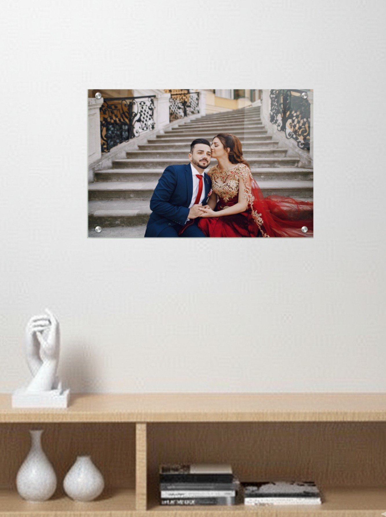 Crystal Clear Acrylic Wall Frame with Metal Studs – 12 x 9 Inch Custom Image