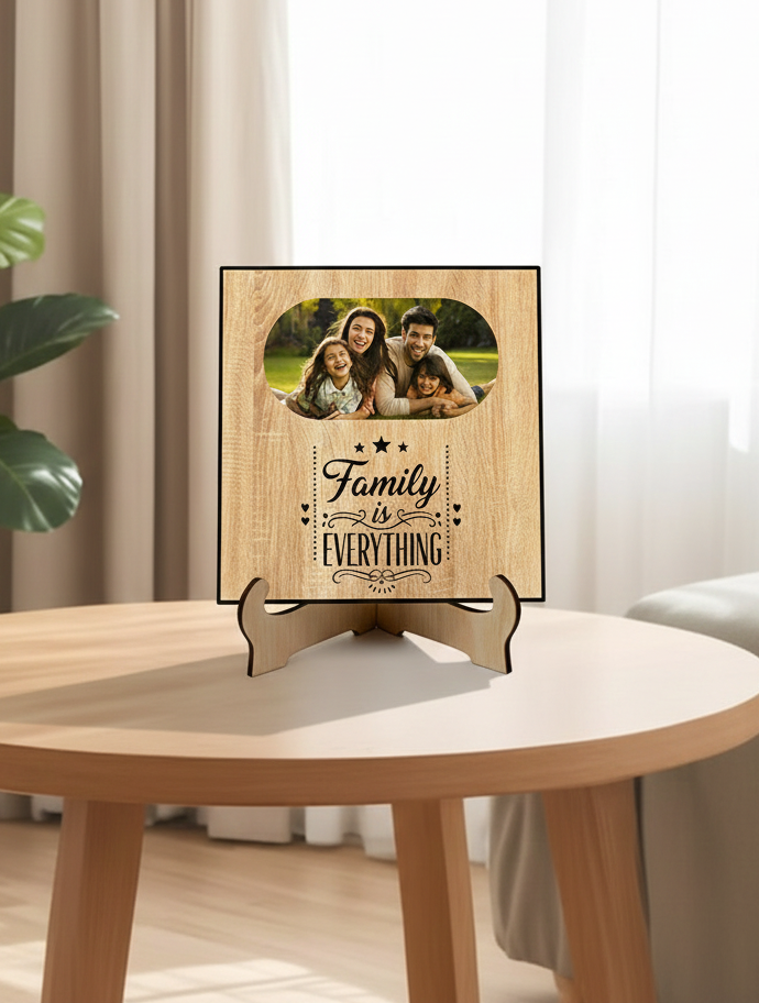 Custom Family Photo Frame– Wooden Texture MDF 7.5×7.5 Inch