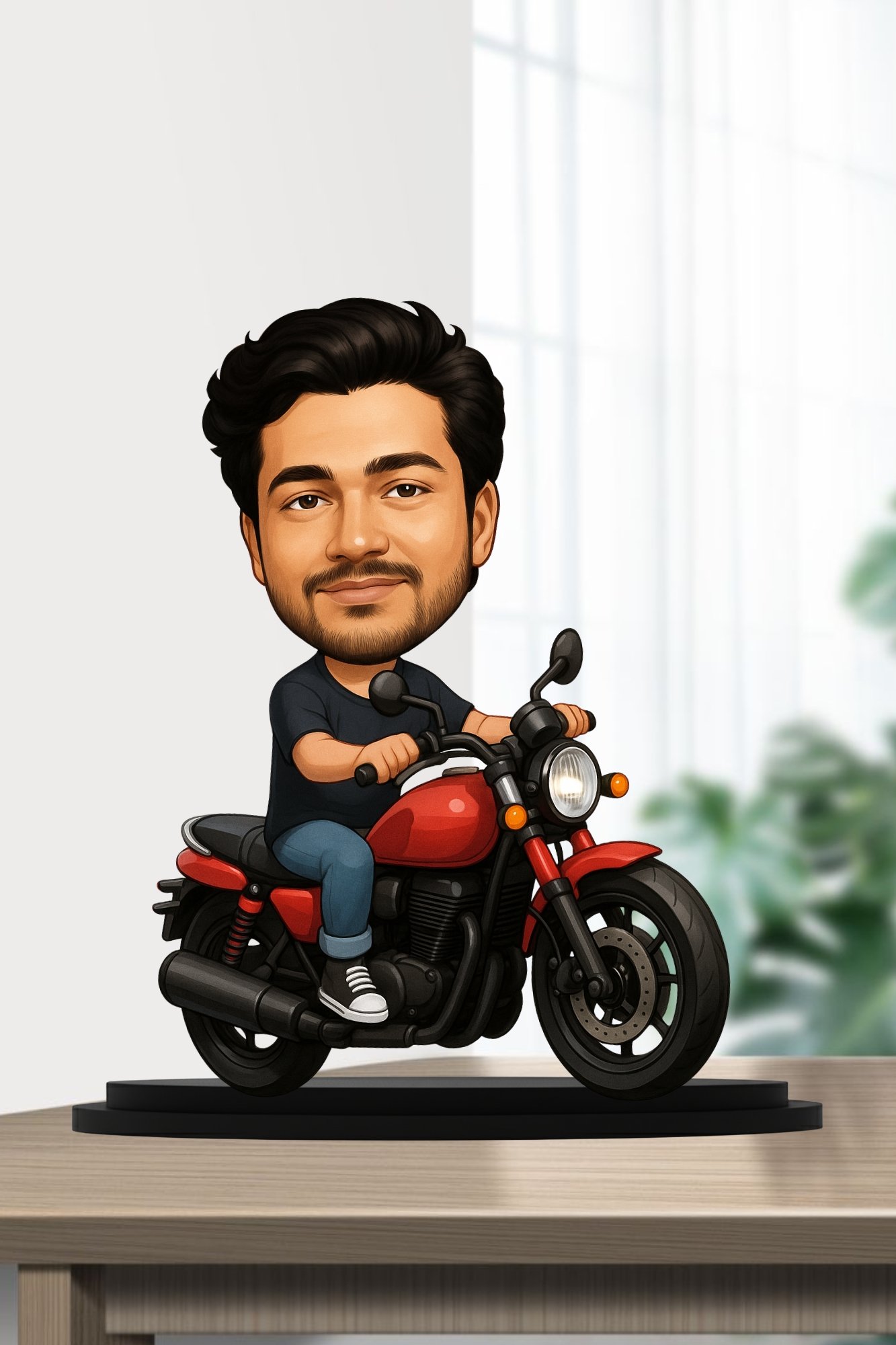 Custom Motorcycle Rider Caricature with Your Photo