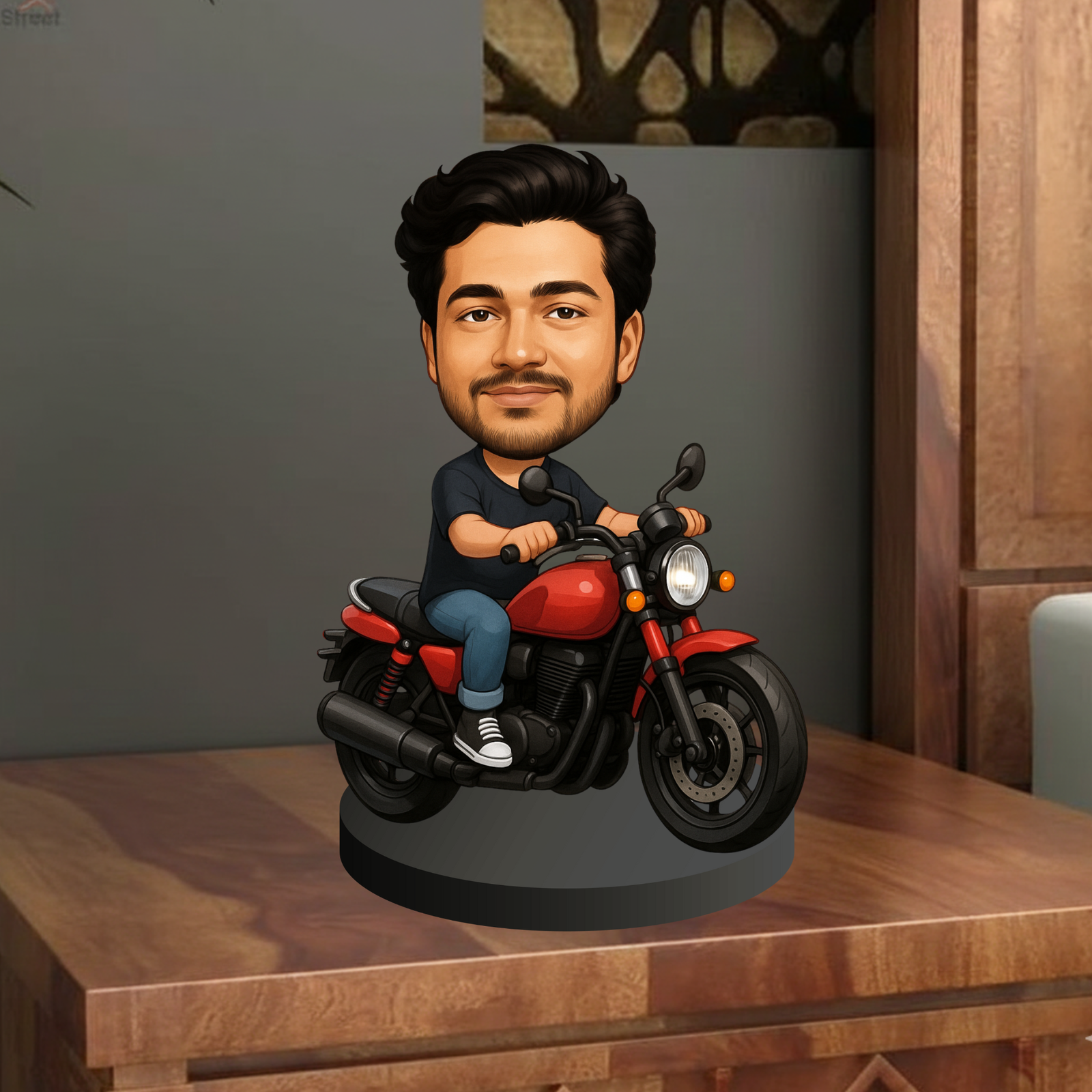 Custom Motorcycle Rider Caricature with Your Photo