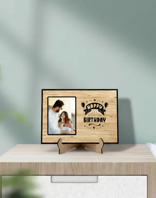 Happy Birthday Custom Wooden MDF Table Frame 10.5 × 7.5 Inch