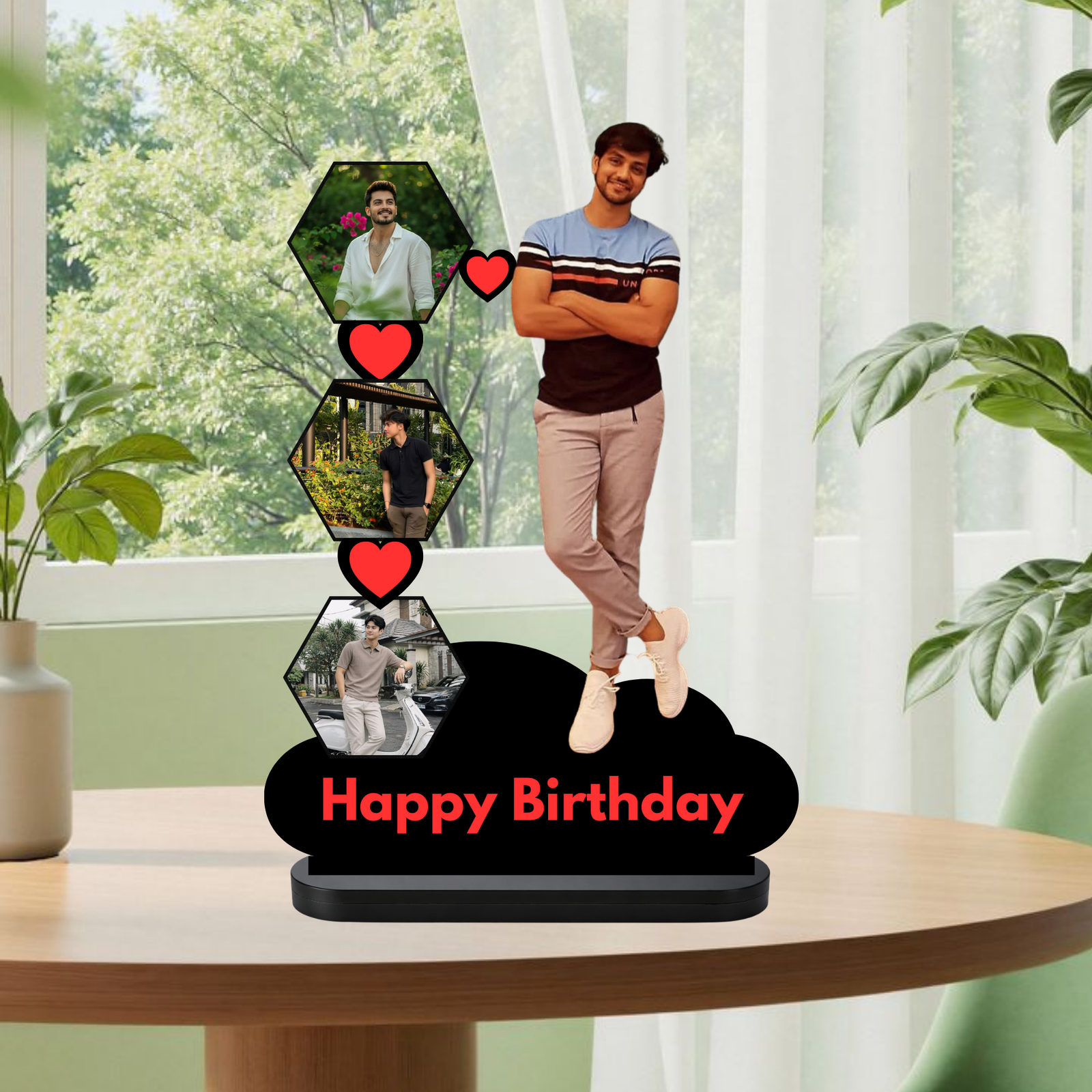 Personalized Multi-Photo MDF Birthday Cut-Out Stand for Him