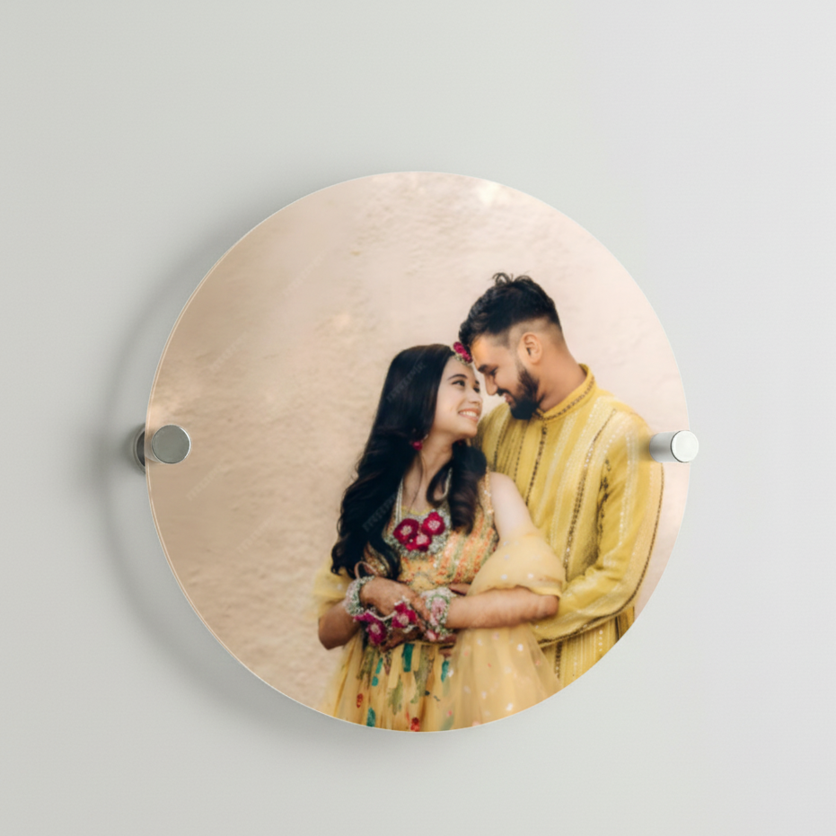 Personalized Round Acrylic Wall Photo Frame 12 x 12 Inch